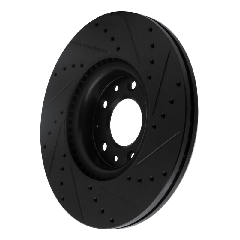 Mazda 6 Brake Rotor (1) - Front Left - R1 Concepts - Drilled & Slotted - Black - `06-`07